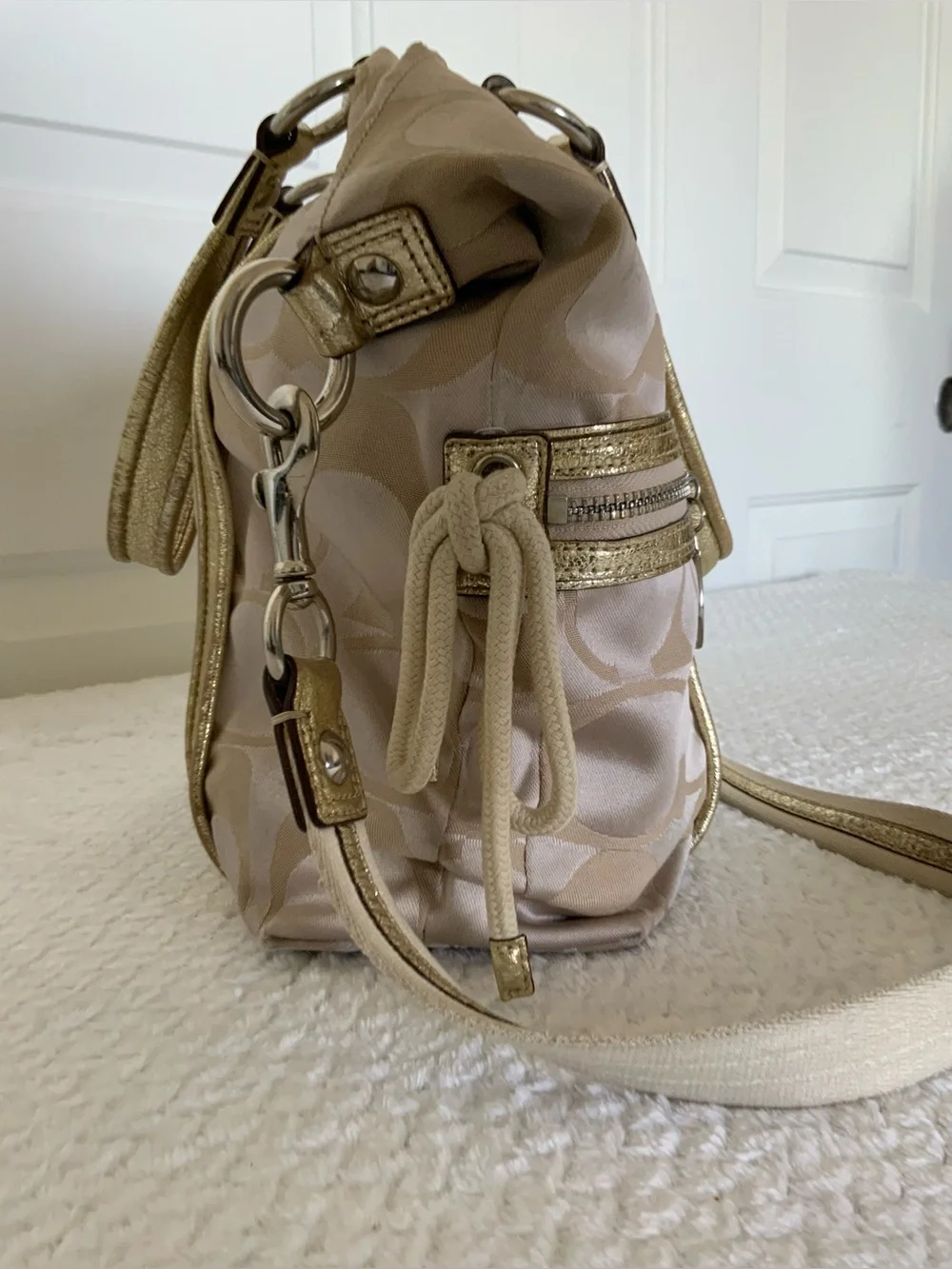 Coach gold poppy sateen shoulder bag